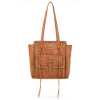 American West Zip Top Tote With Front Flap Pocket Golden Tan